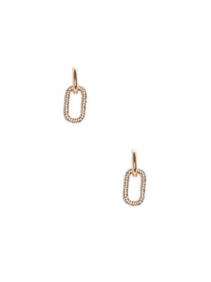 Gold Guess Pavé Square Hoop Women's Earrings | 6173-TMFID