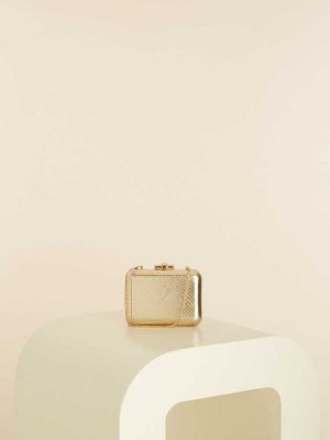 Gold Guess Python Leather Clutch Women's Handbags | 0713-VWBQL