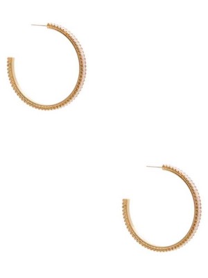 Gold Guess Sleek Baguette Hoop Women's Earrings | 2719-WBJZI