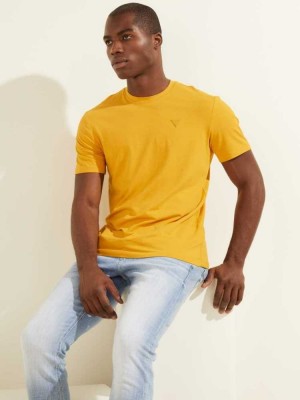 Gold Orange Guess Eco Hedley Men's T-Shirts | 4058-SAQIU
