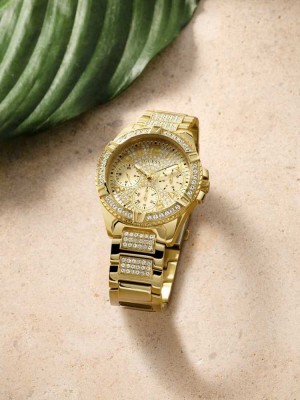 Gold Platinum Guess Gold-Tone Multifunction Men's Watches | 7165-DUEAL
