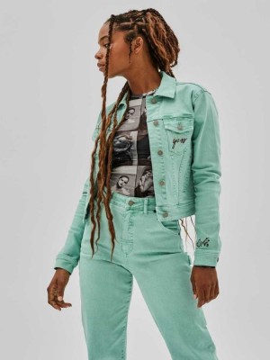Green Blue Guess Originals x Anna Nicole Smith Denim Women's Jackets | 6583-YHXQR