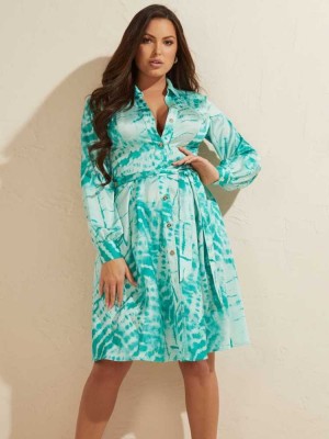 Green Guess Batik Women's Shirts | 6783-ZYWHS