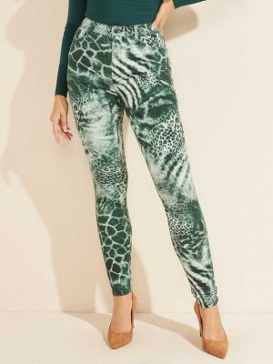 Green Guess Behind the Shadow Stiletto 97 Women's Pants | 6820-FLKZX
