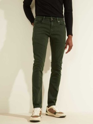 Green Guess Dyed Skinny Men's Jeans | 0276-RHZQU