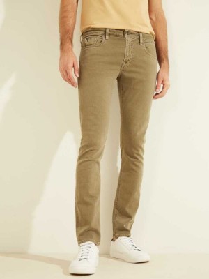 Green Guess Dyed Skinny Men's Jeans | 5419-RTHNV