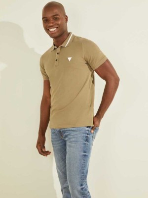 Green Guess Eco Lyle Men's Polo Shirts | 9631-YFTRK