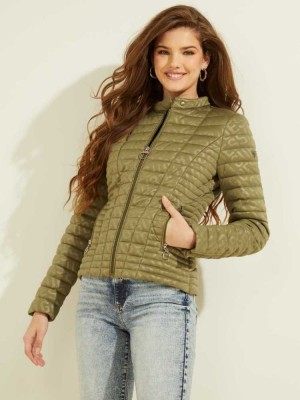 Green Guess Eco Vona Logo Women's Jackets | 7290-VYQKR