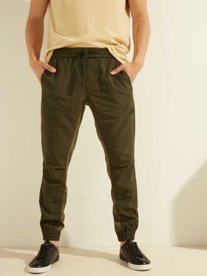 Green Guess Explorer Stretch Men's Joggers | 8974-CZHDK