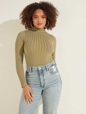 Green Guess Isidora Sweater Top Women's Sweaters | 4975-SYFUL