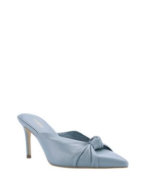 Green Guess Knot Front Pointed Toe Mules Women's Mules | 1087-DNBSX
