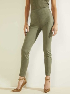 Green Guess Maya Faux-Suede Women's Leggings | 0642-SPOCR