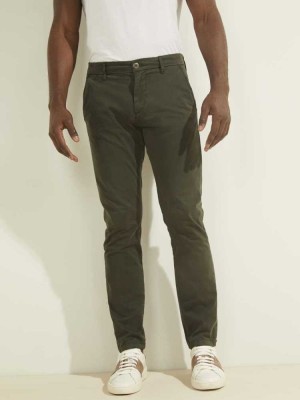 Green Guess Myron Twill Skinny Men's Pants | 4273-YSGKI