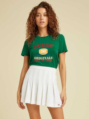 Green Guess Originals Easy Logo Women's T-Shirts | 9043-SZDEG
