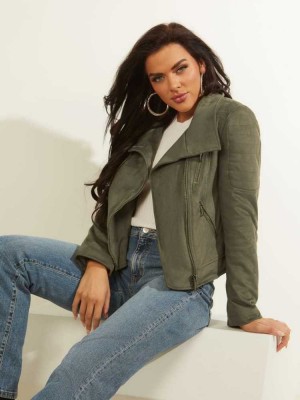 Green Guess Salome Moto Women's Jackets | 8175-MUXJK