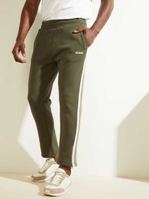 Green Guess Side Stripe Men's Pants | 0369-RDJEC