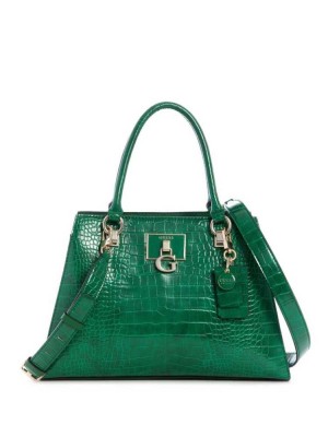Green Guess Stephi Croc Girlfriend Women's Satchels | 0931-NRAWV