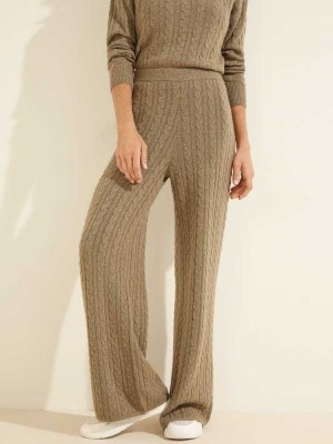 Green Guess Tamara Wide-Leg Cable Women's Pants | 7432-WXTQZ