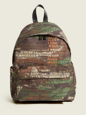 Green Guess Vice Round Men's Backpacks | 6218-XZSPV