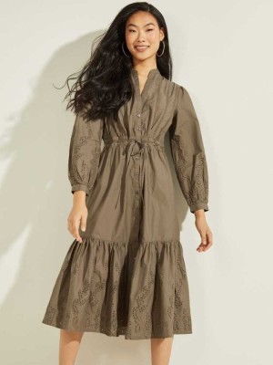 Green Multicolor Guess Natia Maxi Women's Dresses | 1925-ZMJQX
