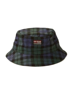 Green Multicolor Guess Originals Plaid Bucket Women's Hats | 9017-QESLZ