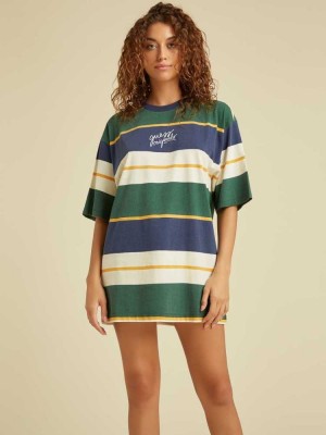 Green Multicolor Guess Originals T-Shirt Women's Shirts | 7358-CERSN