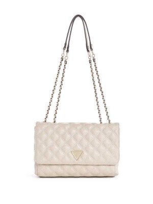Grey Guess Cessily Quilted Convertible Women's Crossbodies | 9320-KJUVE