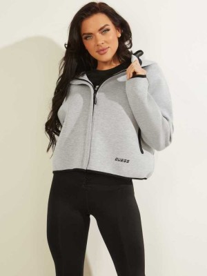Grey Guess Clara Zip-Up Women's Hoodies | 5402-IHLPO