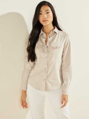 Grey Guess Daisy Women's Shirts | 6845-RCXPN