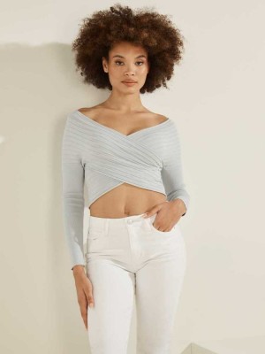 Grey Guess Eco Amber Crisscross Women's Sweaters | 2784-SWGLI