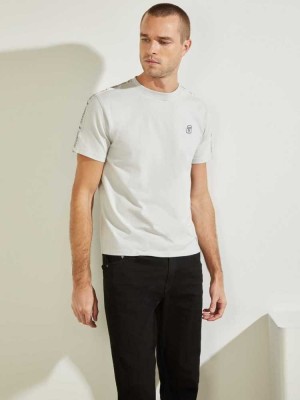 Grey Guess Eco Eric Logo Men's T-Shirts | 1403-IZVPW