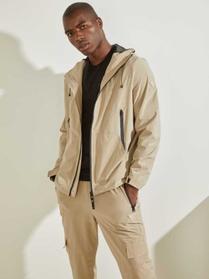 Grey Guess Eco Kaden Hooded Men's Jackets | 2819-PLHCZ