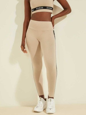Grey Guess Eco Logo Tape Women's Leggings | 5610-IGLXB
