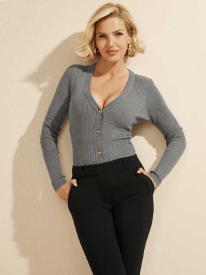 Grey Guess Eve Cardigan Women's Sweaters | 5843-RKDUJ