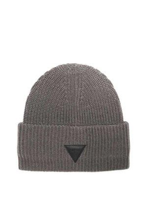 Grey Guess Justyn Triangle Logo Men's Beanie | 9258-WSBMF
