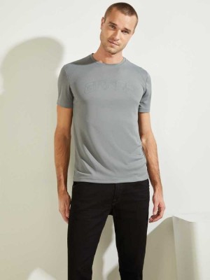 Grey Guess Korey Men's T-Shirts | 8049-BGRWS