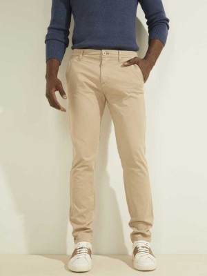 Grey Guess Myron Twill Skinny Men's Pants | 0572-WAMFO