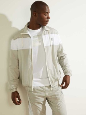 Grey Guess Nowell Zip-Up Men's Jackets | 5836-NEDRU
