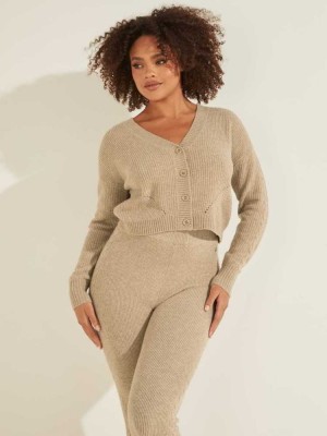 Grey Guess Serena Cable Knit Women's Cardigan | 3748-YQKAP