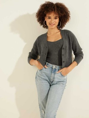 Grey Multicolor Guess Serena Cable Knit Women's Cardigan | 6194-JBRHK