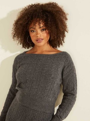 Grey Multicolor Guess Tanya Cable Knit Women's Sweaters | 9723-XIFSE
