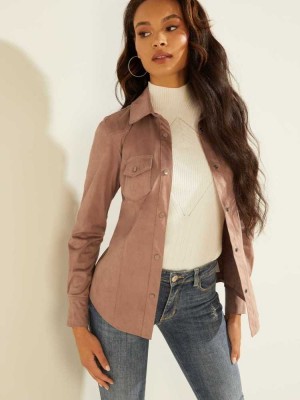 Grey Rose Guess Daisy Women's Shirts | 8435-MQBCP