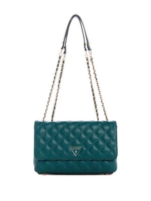 Grey Wash Guess Cessily Quilted Convertible Women's Crossbodies | 9760-IDONC