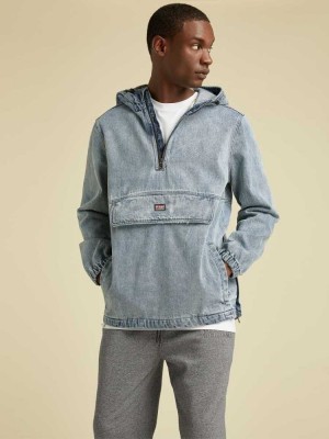Grey Wash Guess Originals Denim Anorak Men's Jackets | 9546-HYVUP