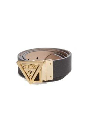Grey White Guess 32MM REVERISBLE TRIANGLE Women's Belts | 7631-VLEGD