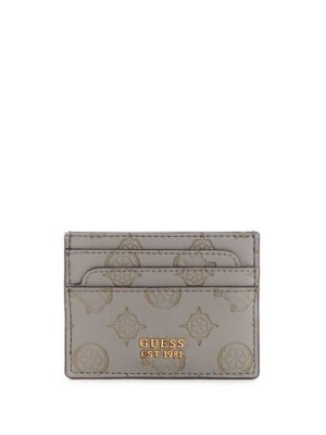 Grey White Guess Bea Card Holder Women's Wallets | 2573-ZVQLU