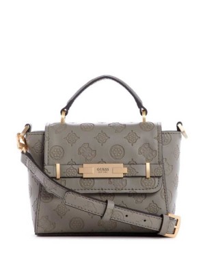 Grey White Guess Bea Mini Top Handle Women's Crossbodies | 1389-HGCSY