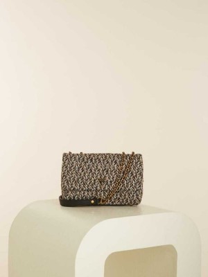 Grey White Guess Cessily Tweed Convertible Women's Crossbodies | 3457-WPOIR