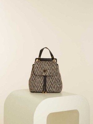 Grey White Guess Cessily Tweed Convertible Women's Backpacks | 1803-ONWLA