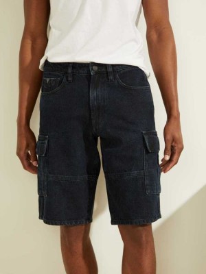 Indigo Guess Denim Cargo Men's Shorts | 4029-KITNJ